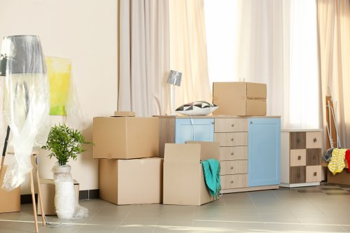 Flat removals team planning a move in a Dulwich apartment building
