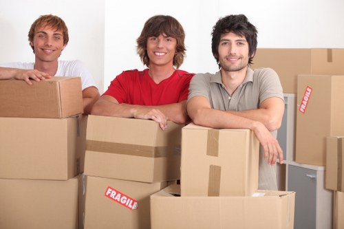 Packed boxes and furniture prepared for house removals in Dulwich
